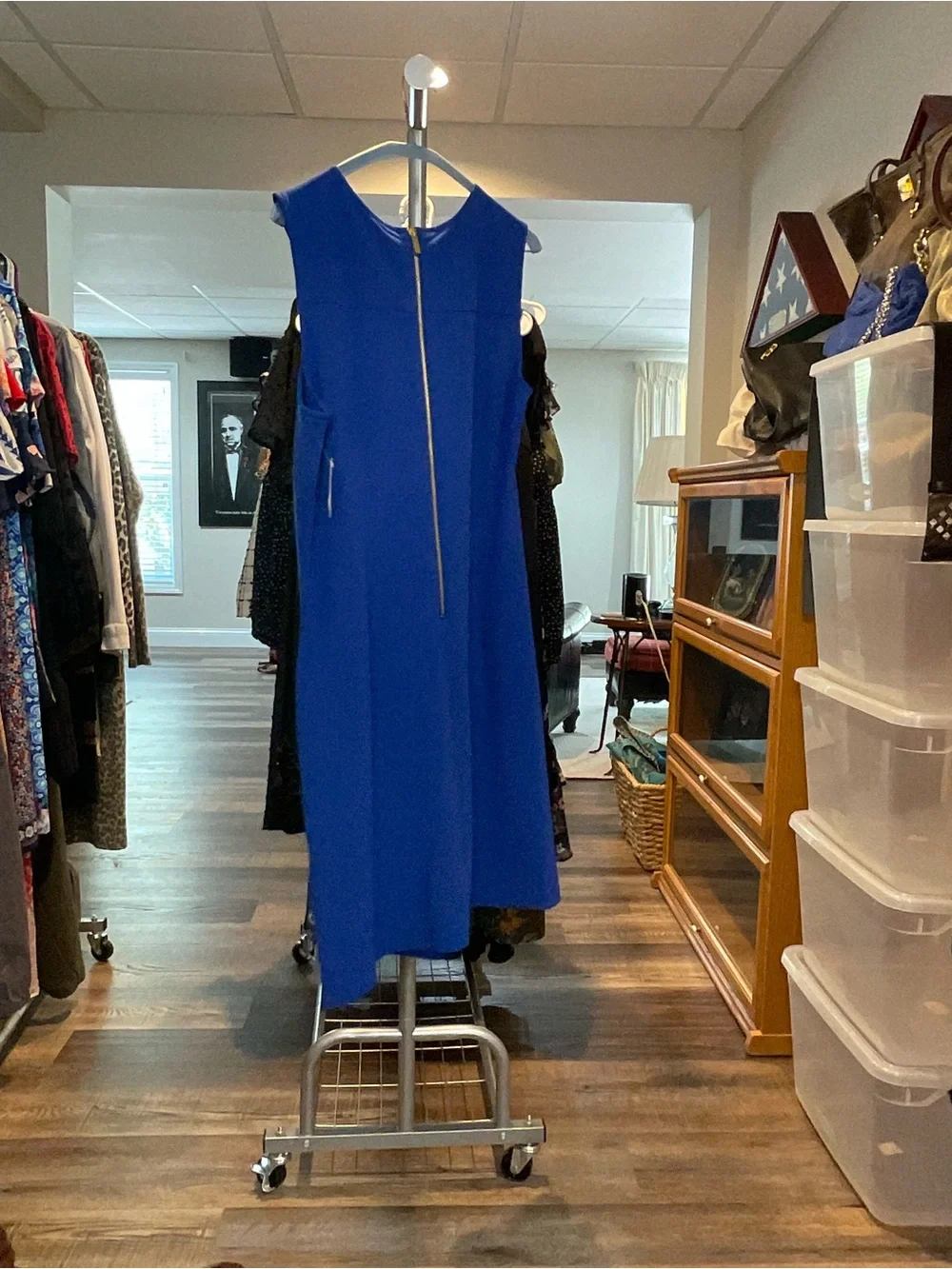 Neiman Marcus Sleeveless Shift Dress - Cobalt Blue - Picture 2 of 2